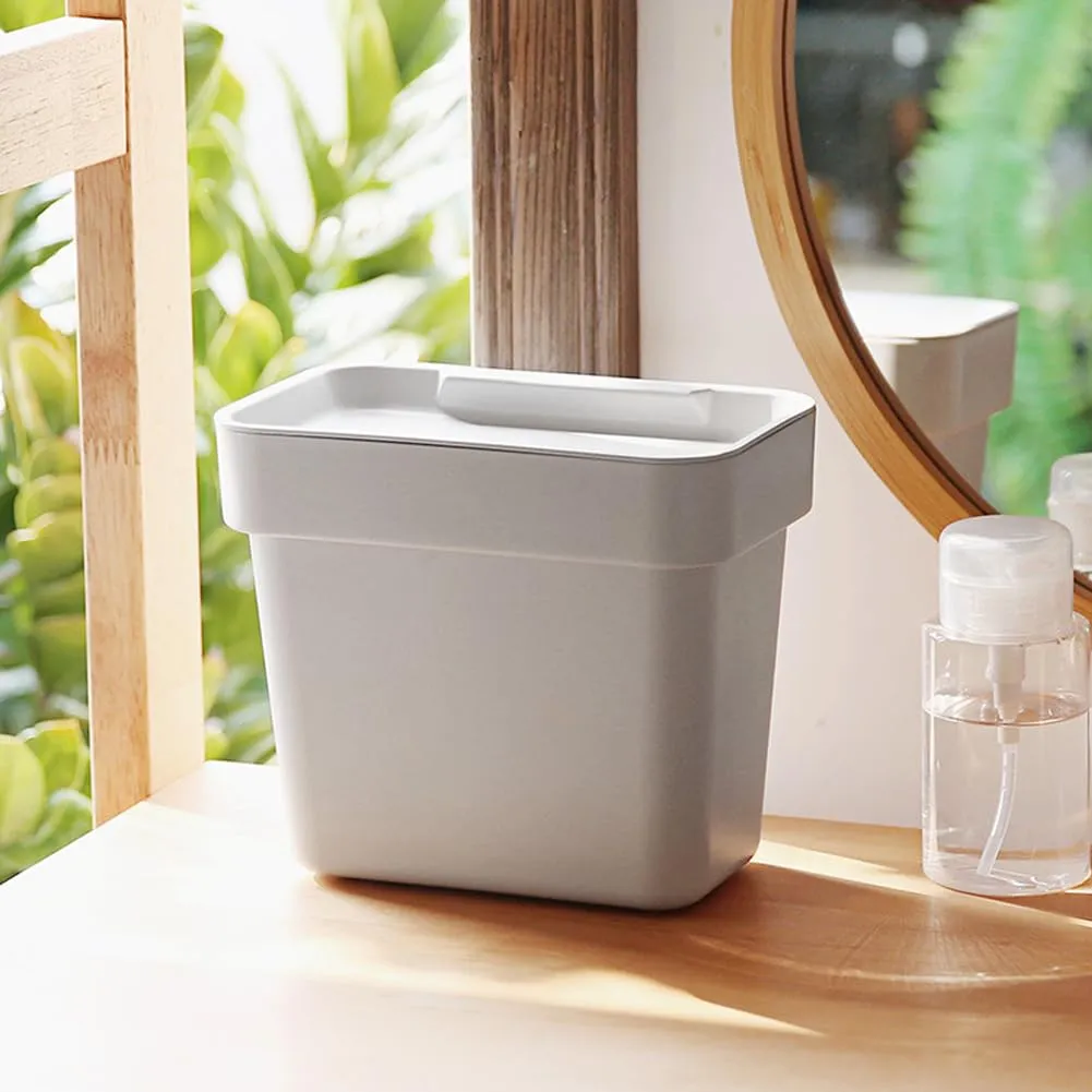 0.8 Gallon Hanging Small Trash Can with Lid for Cupboard/Bathroom/Bedroom/Office/Camping, Mini Desk Trash Can with 150 Pcs Trash Bags, White