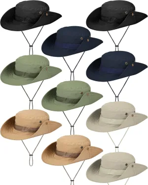 10 Pcs Wide Brim Boonie Hat Bucket Hats Camo Solid UV Sun Protection Fishing Hat for Men Women Hiking Safari Hunting