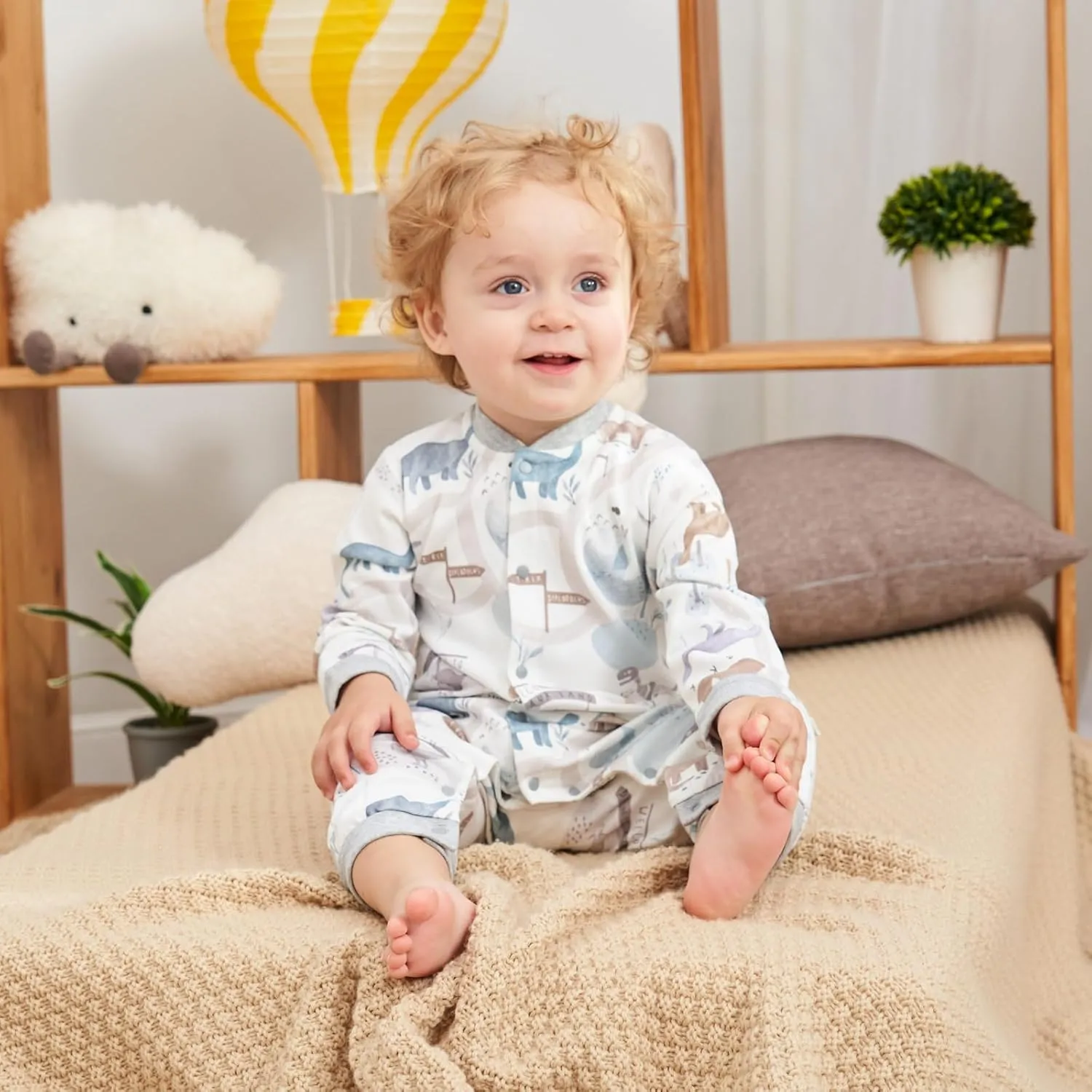 100% Organic Cotton Soft Baby Romper Jumpsuits for Boys and Girls Unisex, Long Sleeve, 0-24 Months