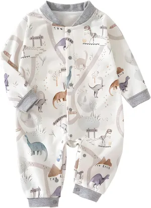 100% Organic Cotton Soft Baby Romper Jumpsuits for Boys and Girls Unisex, Long Sleeve, 0-24 Months