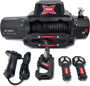 10000lbs Electric Winch 12V IP68waterproof Off-Road Vehicle Rescue winchs with2wireless Remote Controls and1/2"Synthetic Rope Suitable for Towing SUVs,Loggers,Trucks,Trailers,Jeeps,4WD(Black)