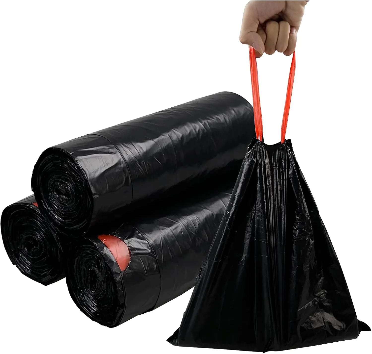 1.2 Gallon Black Garbage Bags, Small Drawstring Trash Bags, 3 Rolls/110 Counts