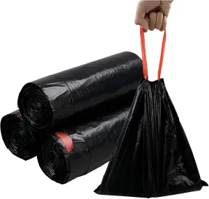1.2 Gallon Black Garbage Bags, Small Drawstring Trash Bags, 3 Rolls/110 Counts