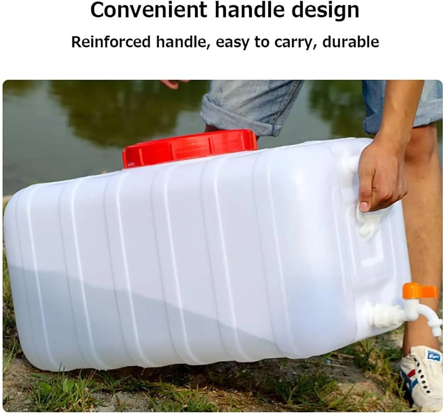 12 Gallon Portable Water Tank with Spigot&Hose, Water Storage Container for Camping, RV, Truck, Emergency Preparedness（Thickening）