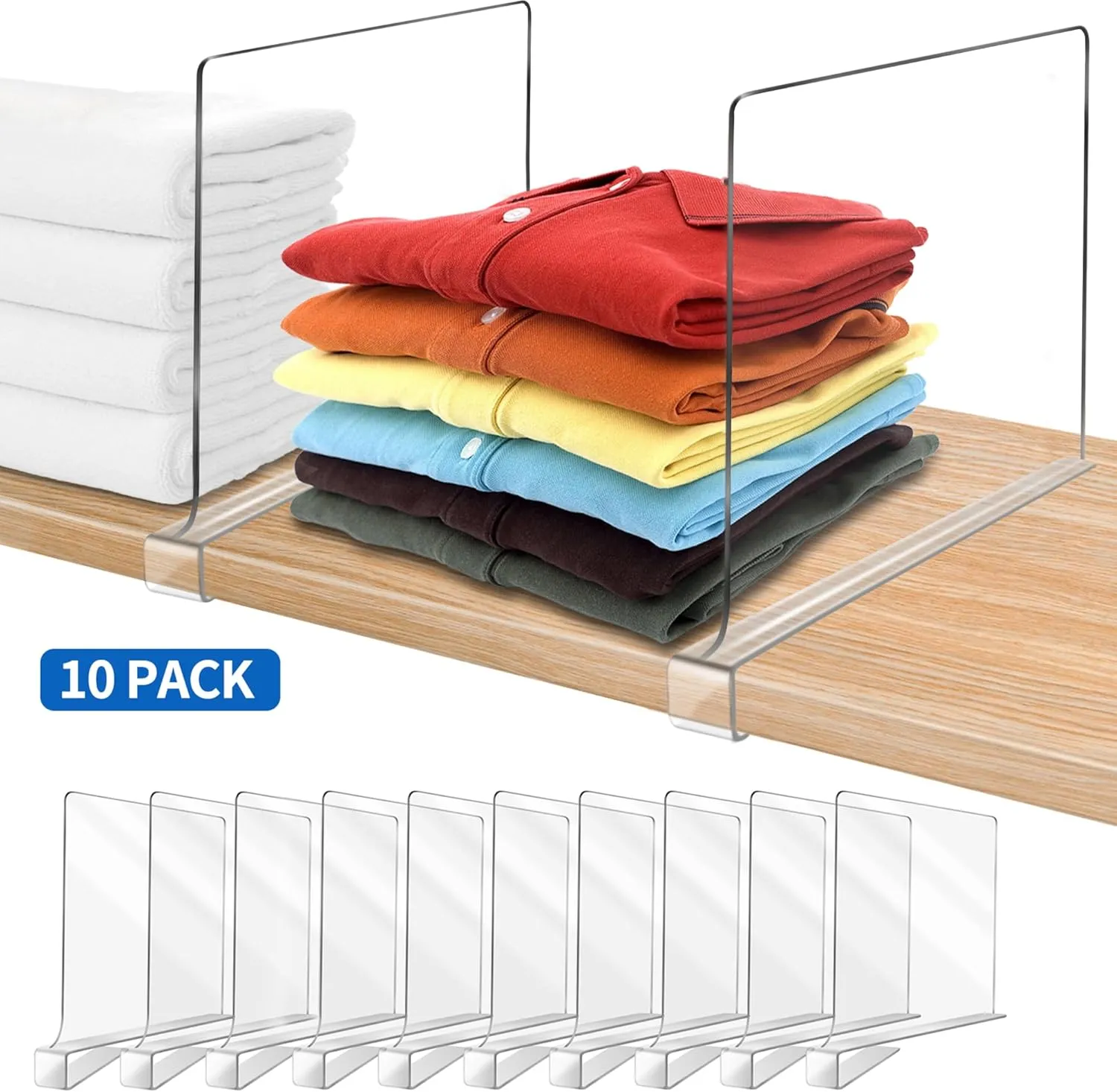 12 Inches Tall [Extra Tall Version] Shelf Dividers for Closet Organization and Storage, 10 Pack Purse Organizer for Closet Acrylic Bookshelf for Organization, Perfect for Sweater Shirts Handbags