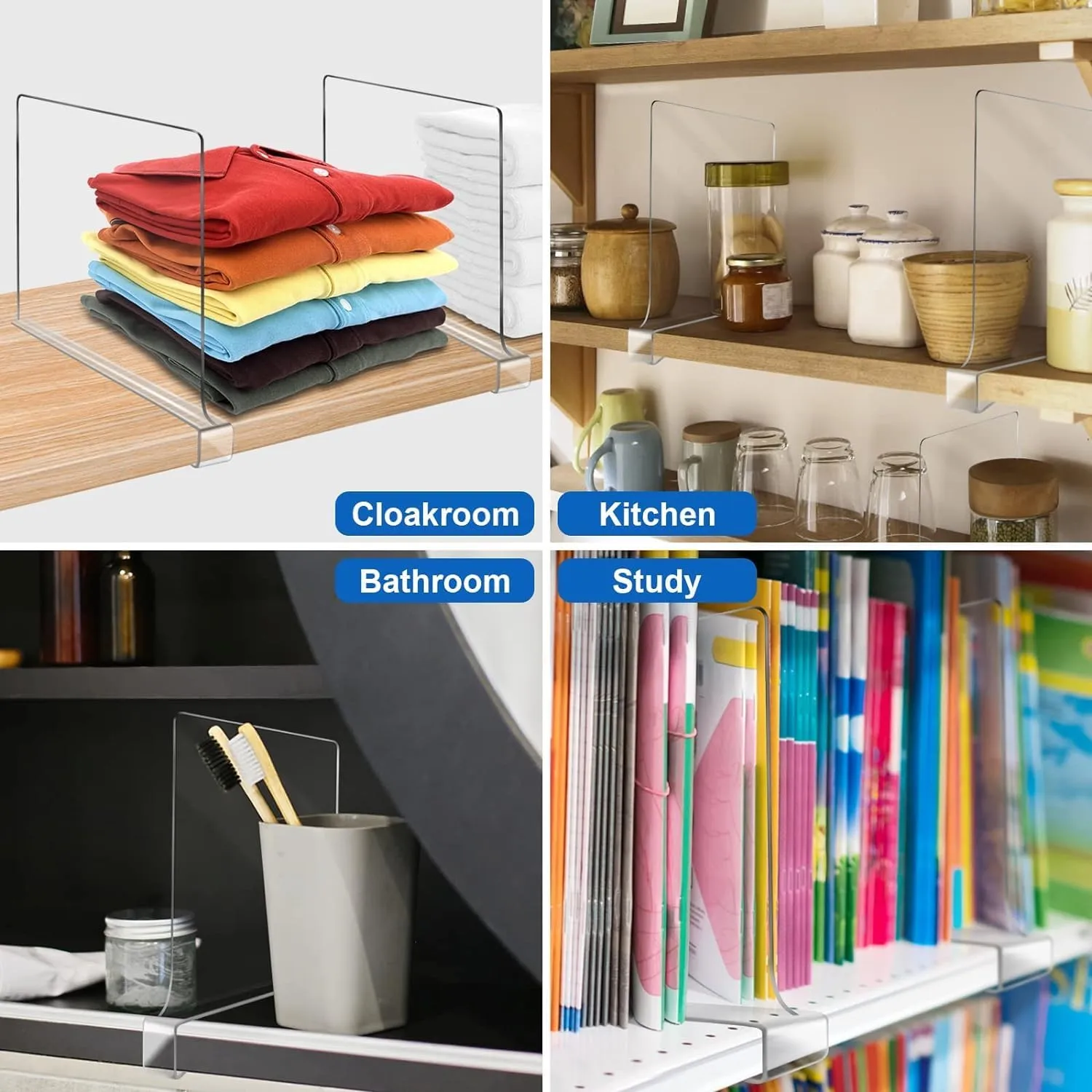12 Inches Tall [Extra Tall Version] Shelf Dividers for Closet Organization and Storage, 10 Pack Purse Organizer for Closet Acrylic Bookshelf for Organization, Perfect for Sweater Shirts Handbags