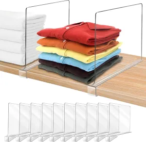 12 Inches Tall [Extra Tall Version] Shelf Dividers for Closet Organization and Storage, 10 Pack Purse Organizer for Closet Acrylic Bookshelf for Organization, Perfect for Sweater Shirts Handbags