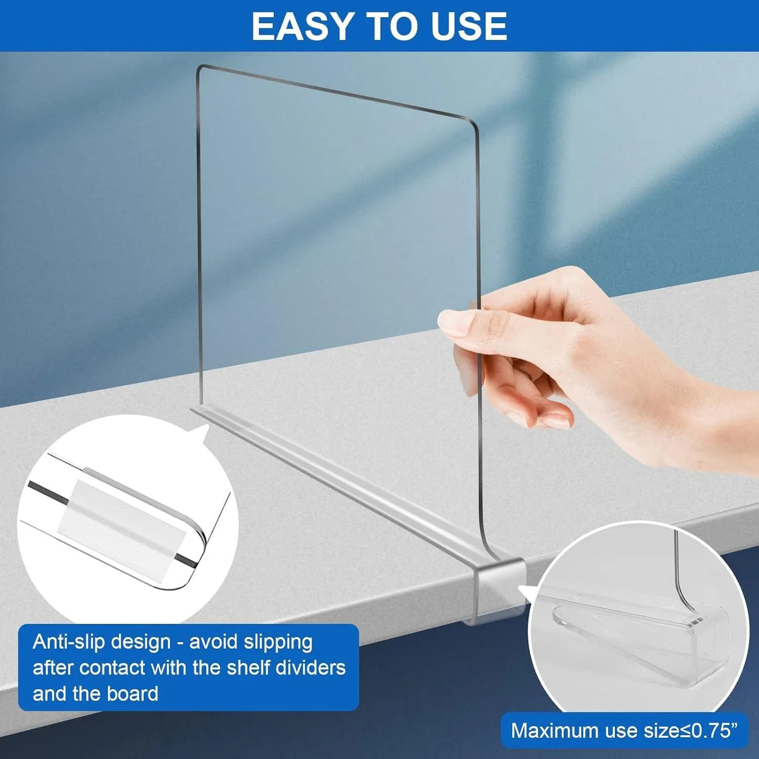 12 Inches Tall [Extra Tall Version] Shelf Dividers for Closet Organization and Storage, 10 Pack Purse Organizer for Closet Acrylic Bookshelf for Organization, Perfect for Sweater Shirts Handbags