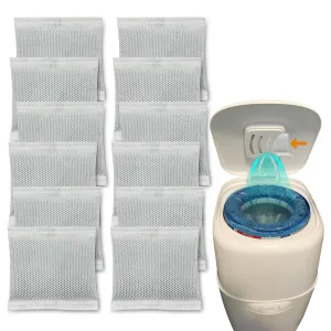 12 Pack Diaper Pail Carbon Filters for Playtex Diaper Genie Complete and Expressions Pail, Charcoal Odor Absorbing Bags for Diaper Genie Diaper Pails with Built-in Odor Controlling Compartment