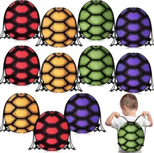 12 Pcs Turtle Party Favors Turtle Drawstring Bags Carnival Goodie Gift Treat Bags Under the Sea Favors Game Video Birthday Party Supplies