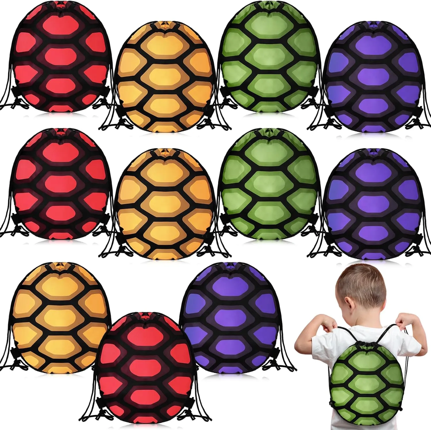 12 Pcs Turtle Party Favors Turtle Drawstring Bags Carnival Goodie Gift Treat Bags Under the Sea Favors Game Video Birthday Party Supplies