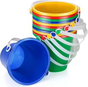 12 Pieces 5 Inch Beach Pails Sand Buckets for Boys and Girls Beach and Sand Toys at The Use for Molds at The Sandbox Summer Party Supplies, 4 Colors
