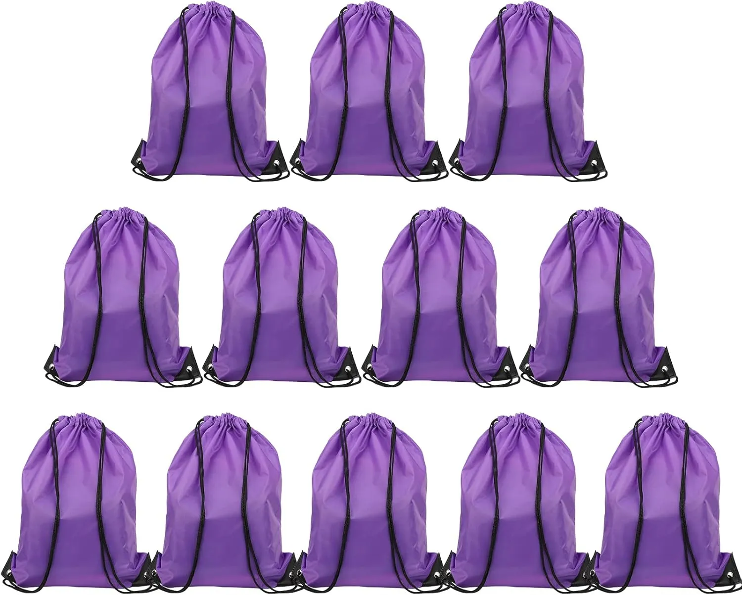12 Pieces Purple Drawstring Bags, 13x17 Inch Polyester Non-nylon Sport Cinch Bags, Bulk Draw String Backpack Sport Storage Bags for Men Women Gym Trip Party Favors Gift