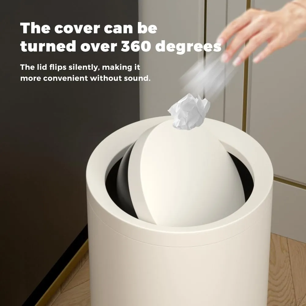 12L/3GAL White Metal Modern Garbage Bin with Lid, for Bathroom, Bedroom, Living Room, Office, Bank, Hotel