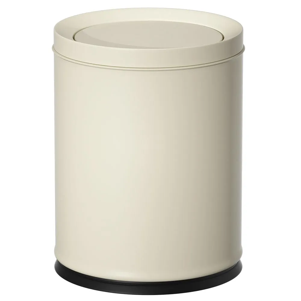 12L/3GAL White Metal Modern Garbage Bin with Lid, for Bathroom, Bedroom, Living Room, Office, Bank, Hotel