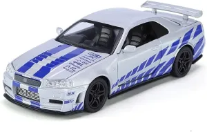 1:32 for Skyline GTR R34 Racing Toy Model Die-Cast Metal GT-R Spoon Sport(Silver)