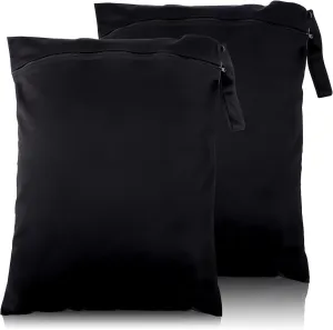 2 Pack Travel Laundry Bags, Large Waterproof Gym Bags, Washable Swimsuit Bag, Reusable Dirty Clothes Bag for Gym Beach Swimming Yoga, Black