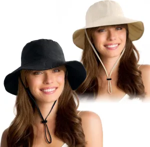 2 Pack Waterproof Sun Hats for Women Men UV Protection Packable Brimmed Floppy Rain Hat Lightweight Bucket Hats for Outdoor