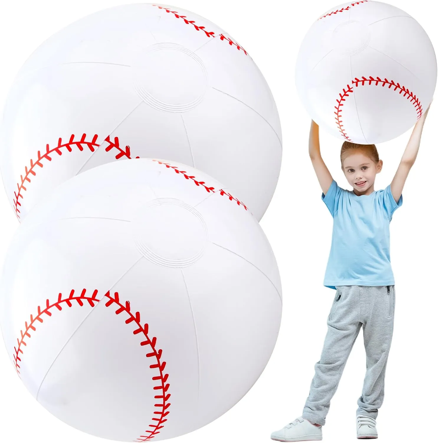 2 Pcs 40 Inch Inflatable Baseball Blow up Baseball Beach Balls Inflatable Pool Ball Toys for Summer Outdoor Pool Beach Birthday Party Favors