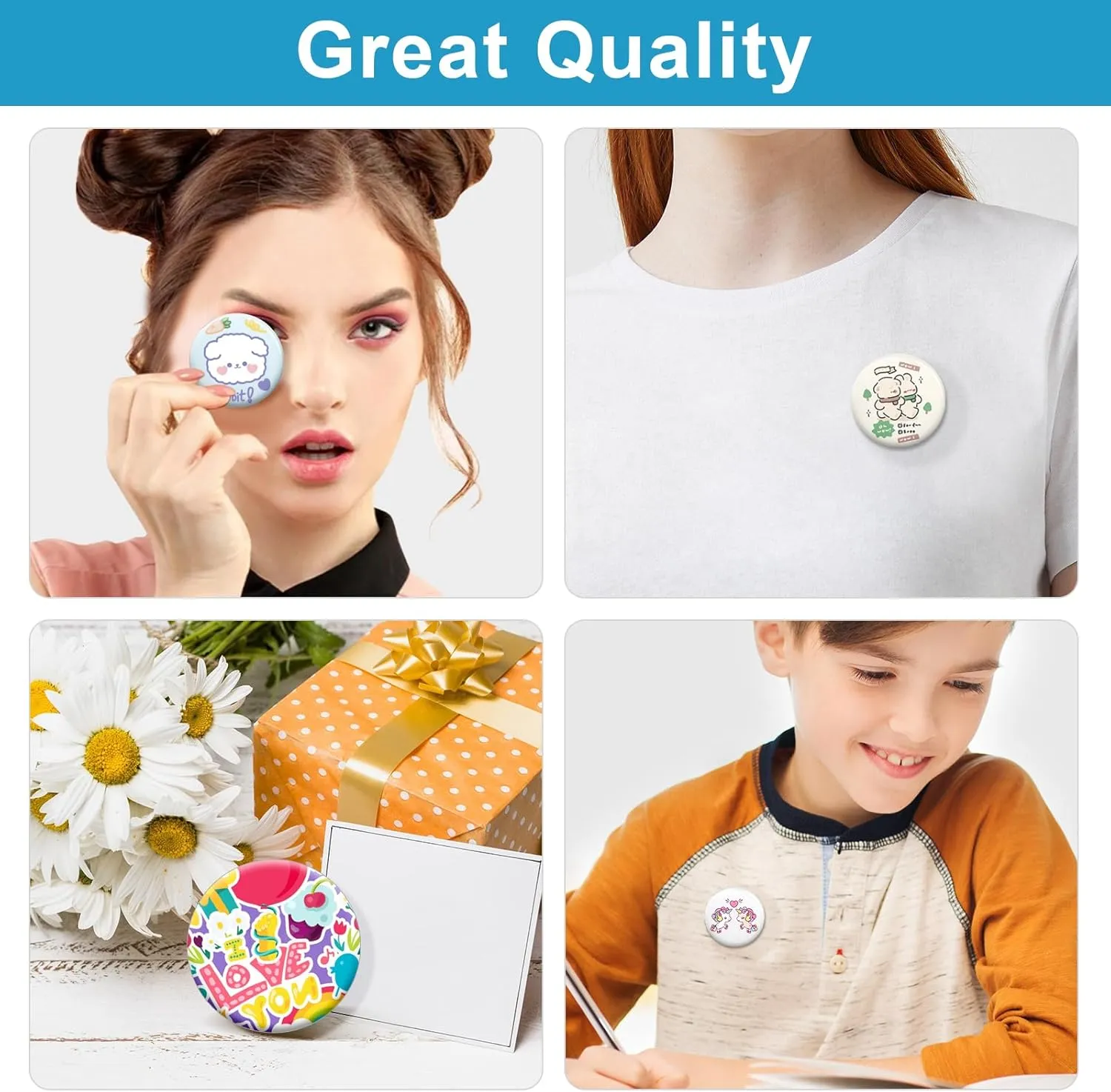 200Set 1.26 Inch Button Maker Supplies, 32mm Button Supplies Button Parts, Approx. 1.25 Inch Metal Blank Button Badge Parts with Blank Paper for Button Maker Machine Pin Maker Button Press