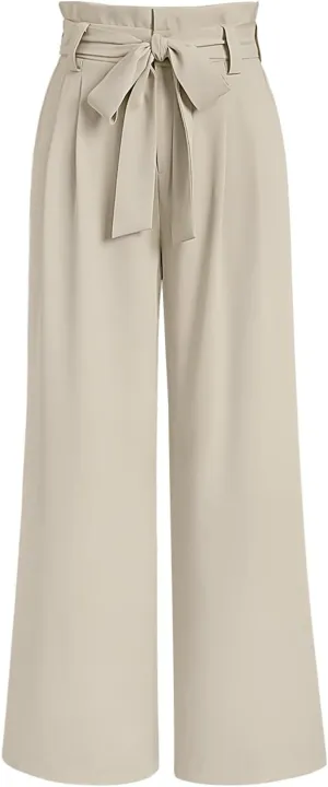 2024 Women's Wide Leg Pants Paperbag High Waisted Business Work Casual Trousers with Removable Belt