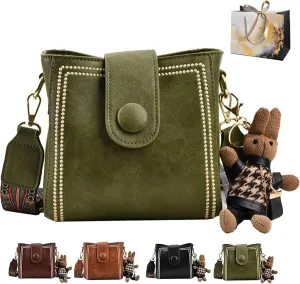 2025 New Bootara Bucket Bag, Bootara Women's Vintage Bunny Charm Bucket Bag, Stylish Minimalist Leather Purse