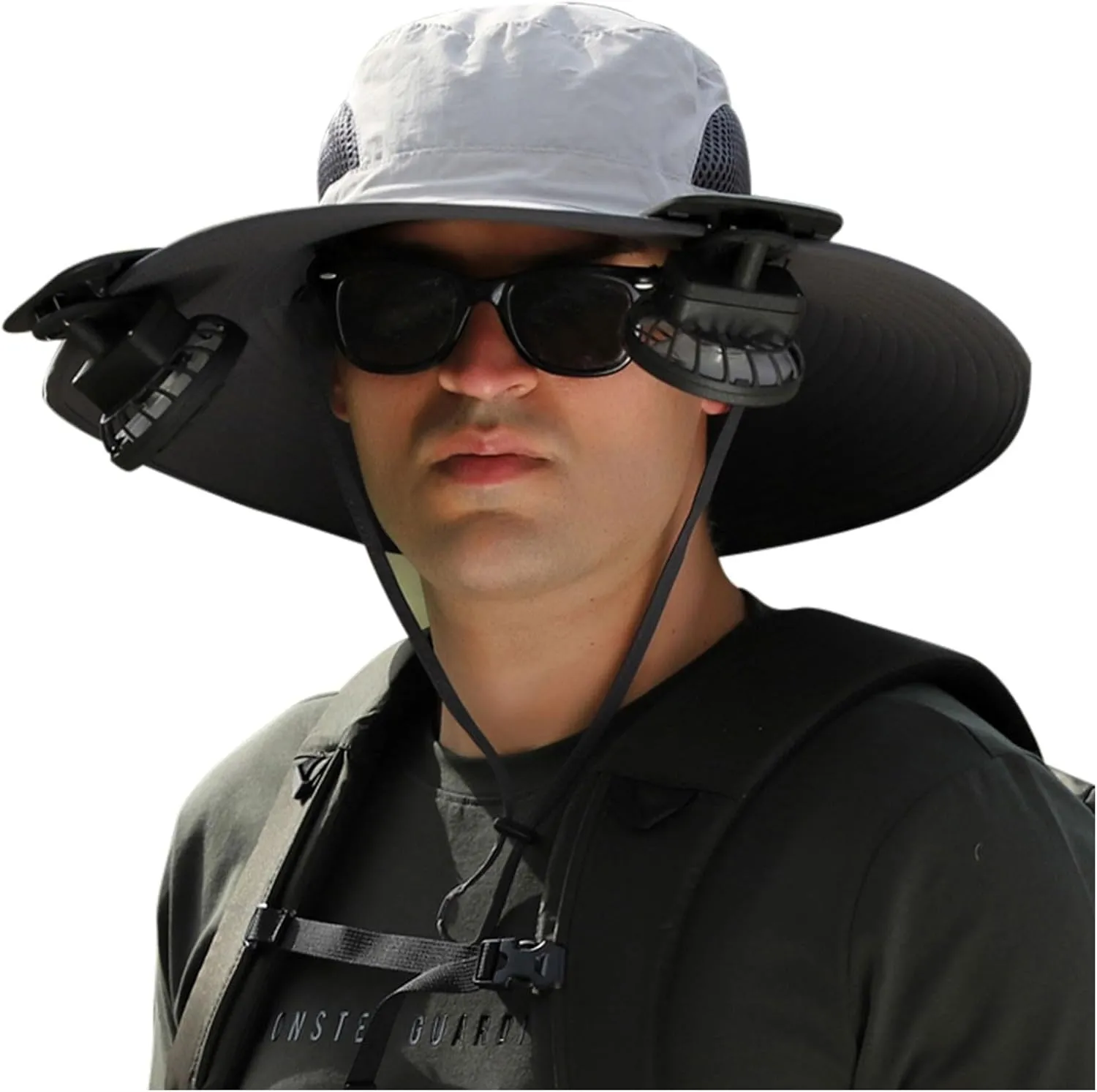 2025 Outdoor Wide Brim Sun Hat with 2 Solar Fan -Sun Bucket Hat for Men Women, UPF 50  Bucket Fishing Beach Hat Fan Built in