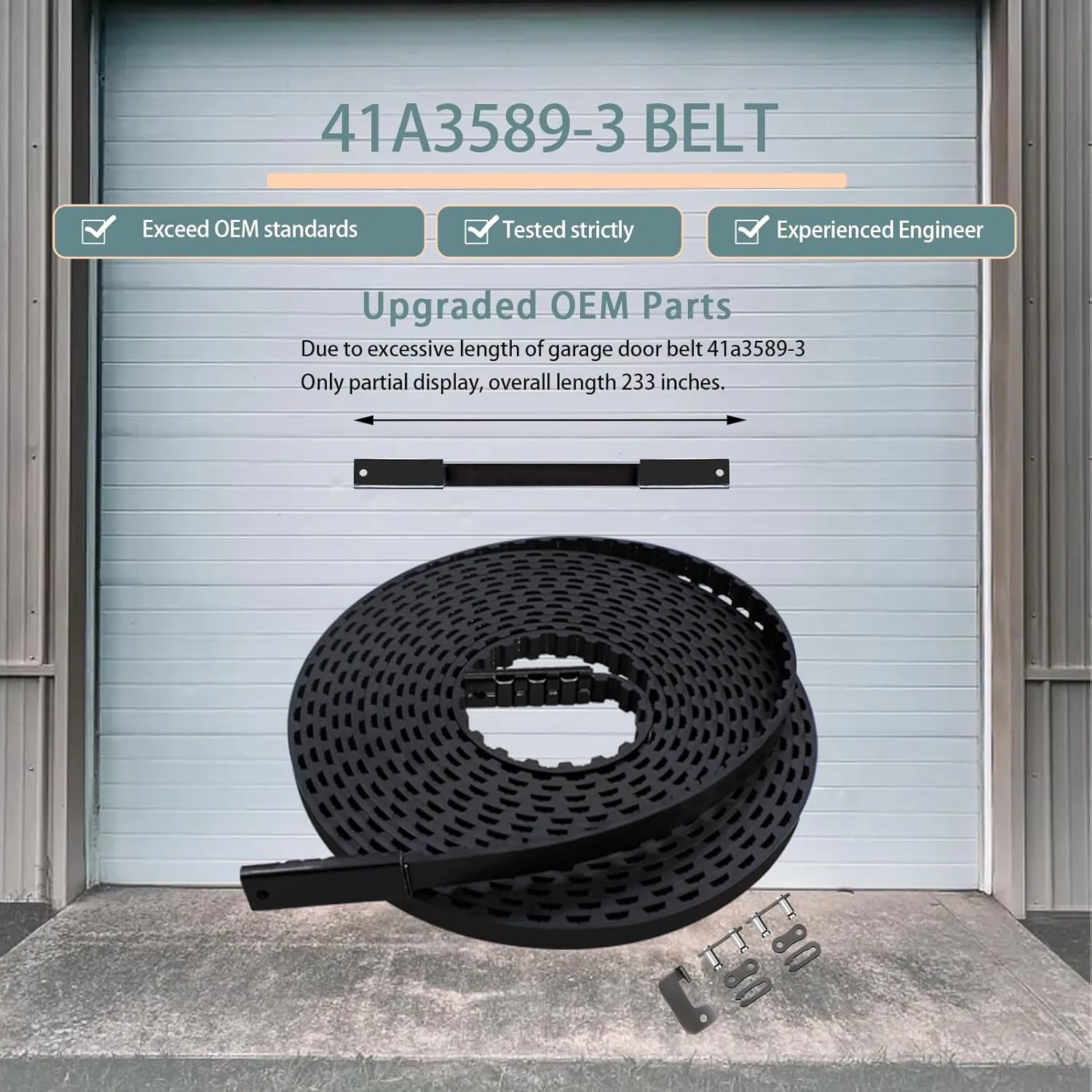 2025 Upgrade 41A3589-3 41a3589-12 Garage Door Drive Openers Belt Assembly for 7 ft Garage Door Opener Belt Length 233" Compatible with Liftmaster Chamberlain Craftsman Garage Door 5-Year QA