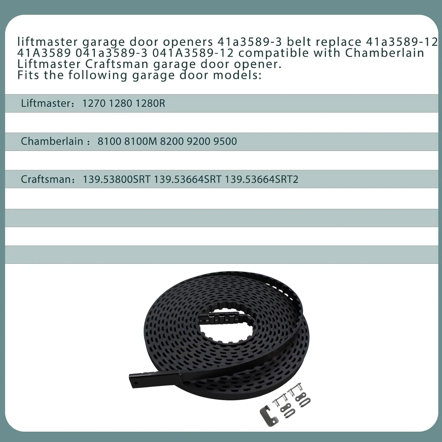 2025 Upgrade 41A3589-3 41a3589-12 Garage Door Drive Openers Belt Assembly for 7 ft Garage Door Opener Belt Length 233" Compatible with Liftmaster Chamberlain Craftsman Garage Door 5-Year QA