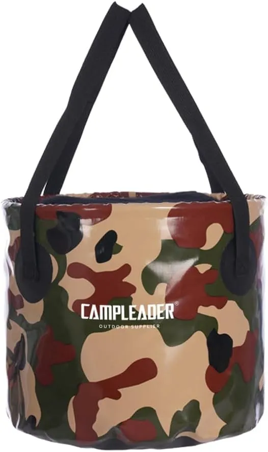 20L Collapsible Fishing Bucket, Leak Proof, Food Grade PVC, Portable Outdoor Basin, Travel and Camping Essential for Hiking, Road Trips and Outdoor Activities (Jungle Camo)