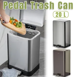 20L Rubbish Bin Foot Operated Household Trash Can with Lid Large Capacity