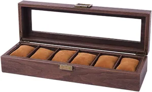 2/3/6/10/12 Slot Watch Storage Box Wood Watch Cases Display Holder With Clear Lid Watch Organizers For Women And Men