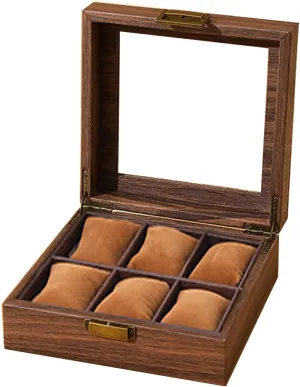 2/3/6/10/12 Slot Watch Storage Box Wood Watch Cases Display Holder With Clear Lid Watch Organizers For Women And Men