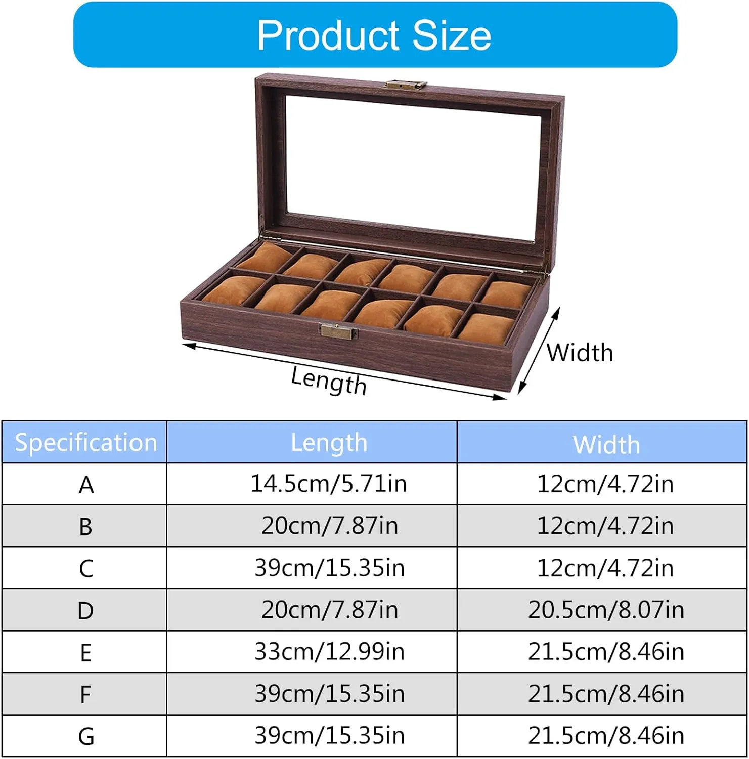 2/3/6/10/12 Slot Watch Storage Box Wood Watch Cases Display Holder With Clear Lid Watch Organizers For Women And Men