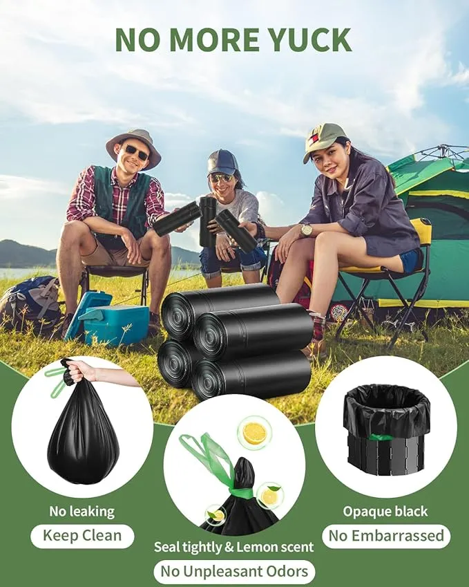 25 Portable Camping Toilet Bags Drawstring, 8 Gal Compost Portable Toilet Bags for Camping Potty Adults, Outdoor Waste Toilet Bag for 5 Gallon Bucket Toilet Camping Bathroom Travel Backpacking