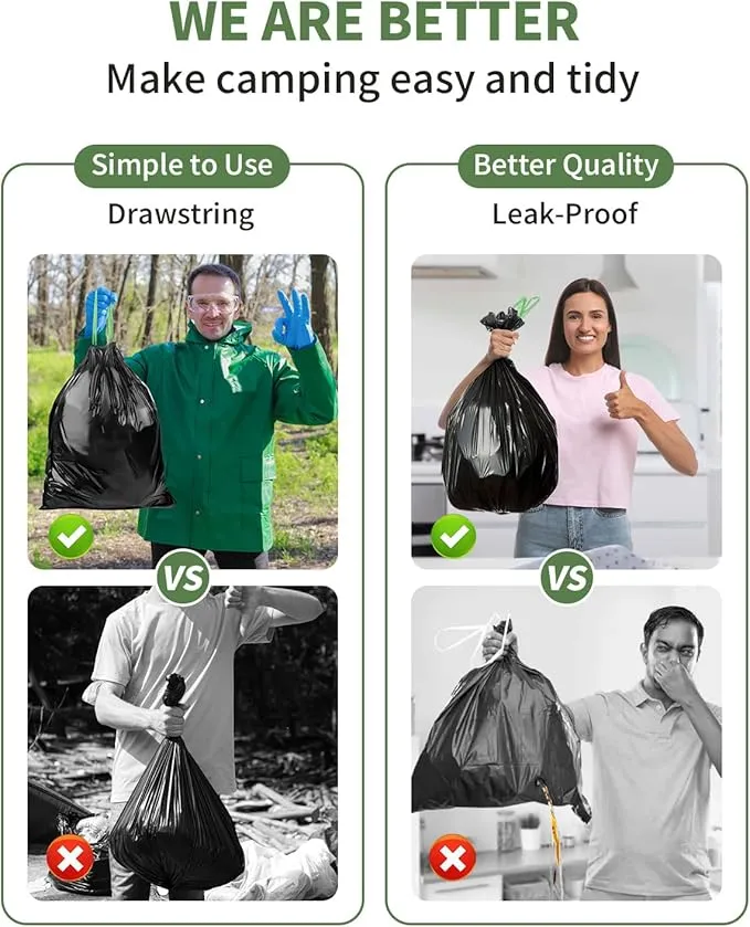 25 Portable Camping Toilet Bags Drawstring, 8 Gal Compost Portable Toilet Bags for Camping Potty Adults, Outdoor Waste Toilet Bag for 5 Gallon Bucket Toilet Camping Bathroom Travel Backpacking