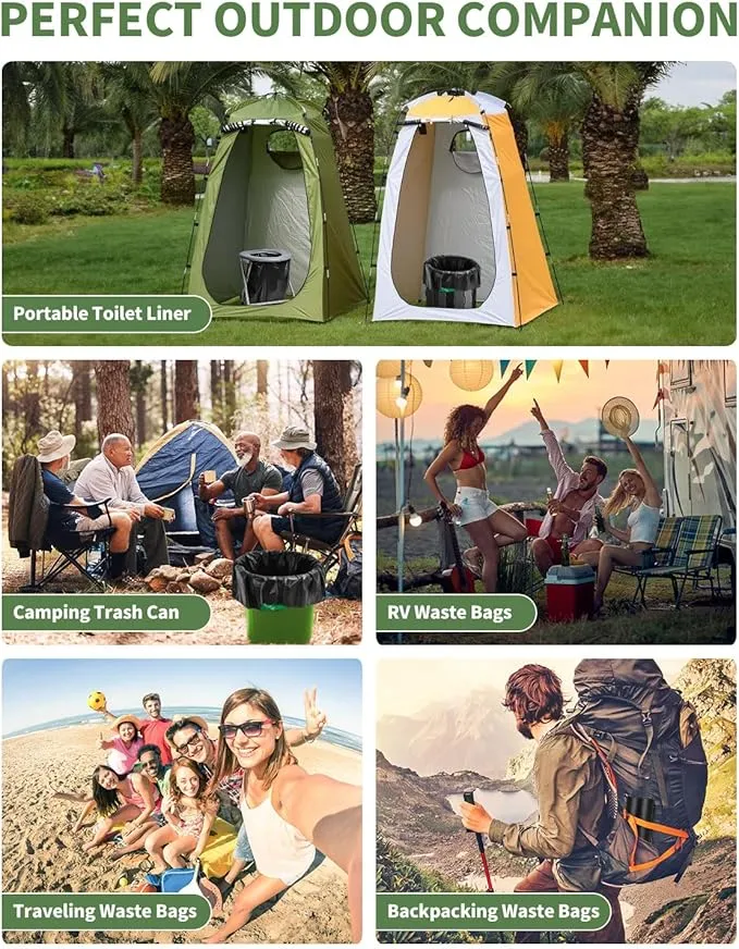 25 Portable Camping Toilet Bags Drawstring, 8 Gal Compost Portable Toilet Bags for Camping Potty Adults, Outdoor Waste Toilet Bag for 5 Gallon Bucket Toilet Camping Bathroom Travel Backpacking