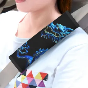 2PCS Car Seat Belt Pads Universal Auto Seat Belt Cover Blue Chinese Dragon Harness Pads Pram Strap Covers Seatbelt Shoulder Pad Automotive Cushion Pad Cover for Car Interior Accessories