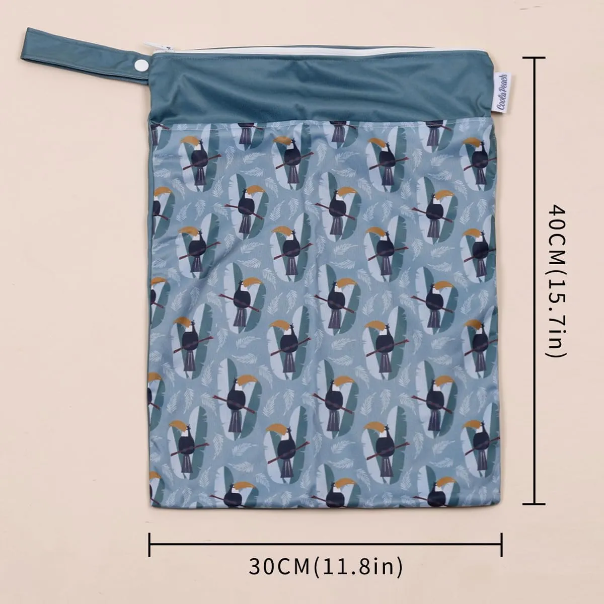 2pcs Cloth Diaper Wet Dry Bags Waterproof Reusable with Two Zippered Pockets Travel Beach Pool Daycare Soiled Baby Items Yoga Gym Bag for Swimsuits or Wet Clothes (Toucans)