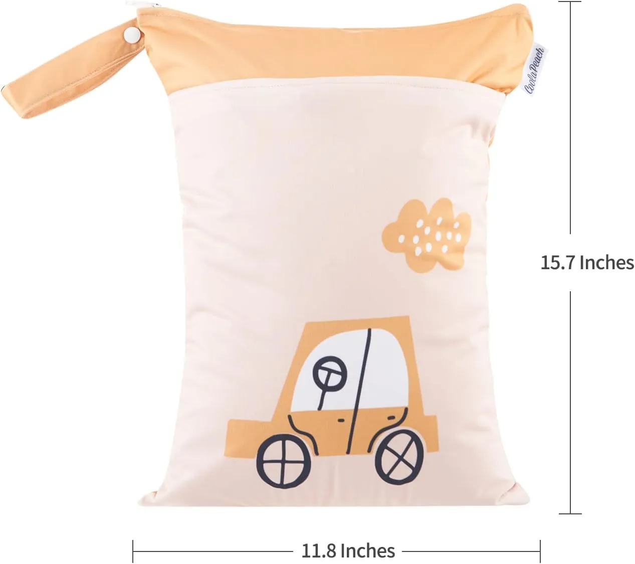 2pcs Cloth Diaper Wet Dry Bags Waterproof Reusable with Two Zippered Pockets Travel Beach Pool Daycare Soiled Baby Items Yoga Gym Bag for Swimsuits or Wet Clothes (Vehicle)