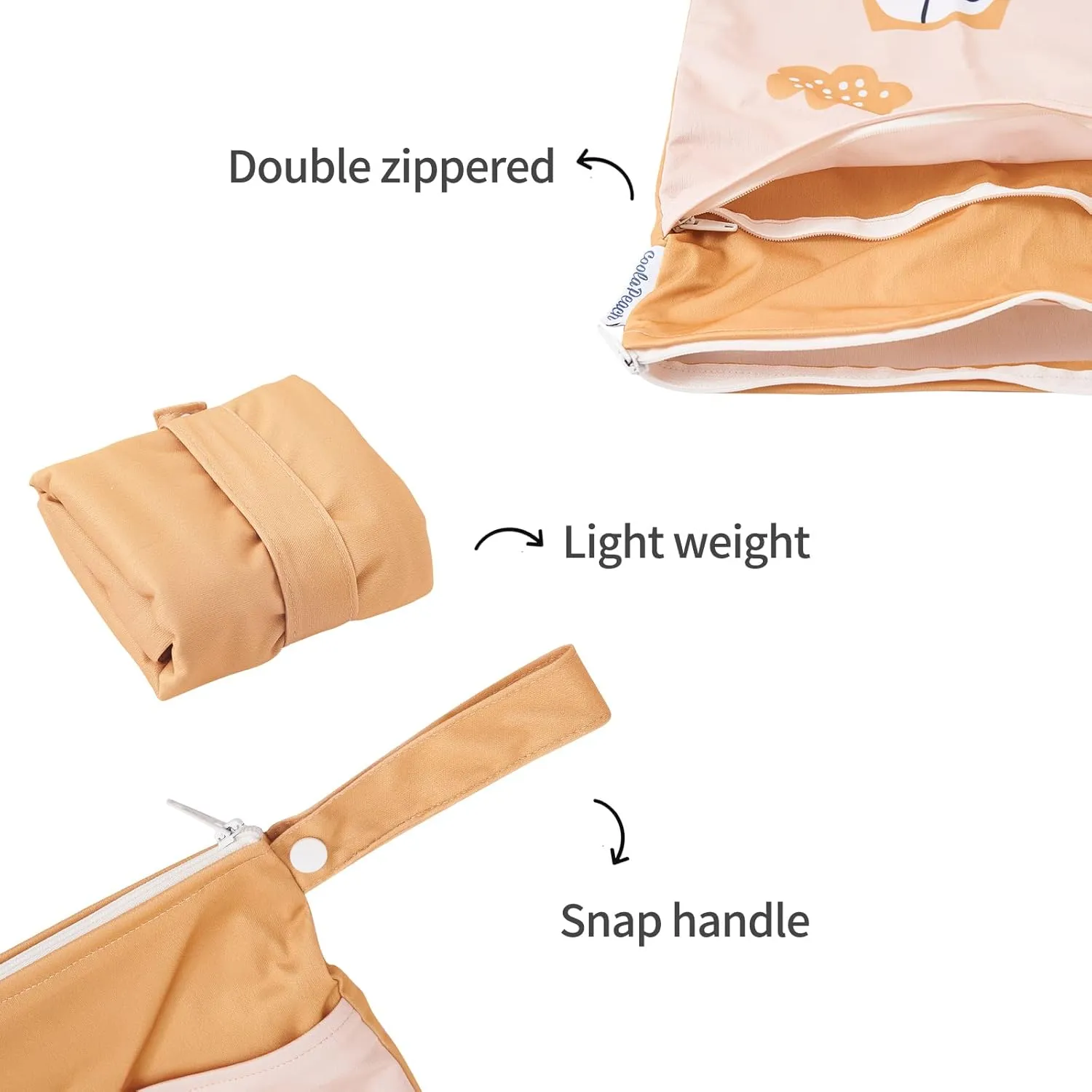 2pcs Cloth Diaper Wet Dry Bags Waterproof Reusable with Two Zippered Pockets Travel Beach Pool Daycare Soiled Baby Items Yoga Gym Bag for Swimsuits or Wet Clothes (Vehicle)