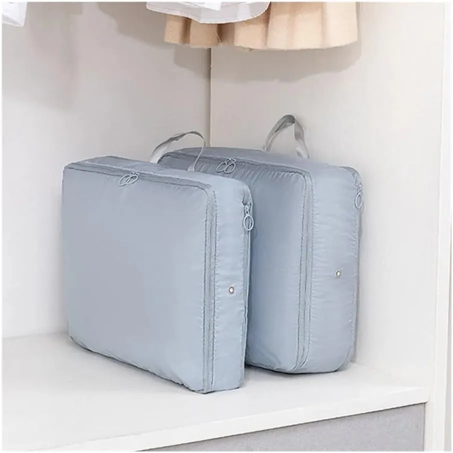 2PCS Compression Packing Cube Wardrobe Drawer Puffer Jacket Storage Foldable Luggage Suitcase Organizer Compressed Travel Clothes Bag(Pink,40X30X18)