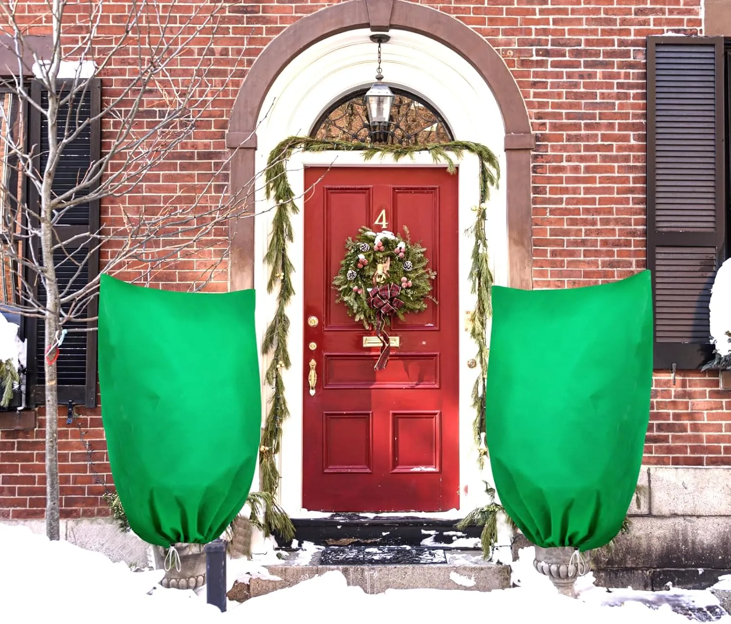 3 Pack Winter Plant Covers Freeze Protection, 19.6" x 39.3" Frost Blankets for Outdoor Plants with Drawstring, Tree Covers Bags Shrub Covers for Winter Cold Weather, Rose Bush Cover for Winter