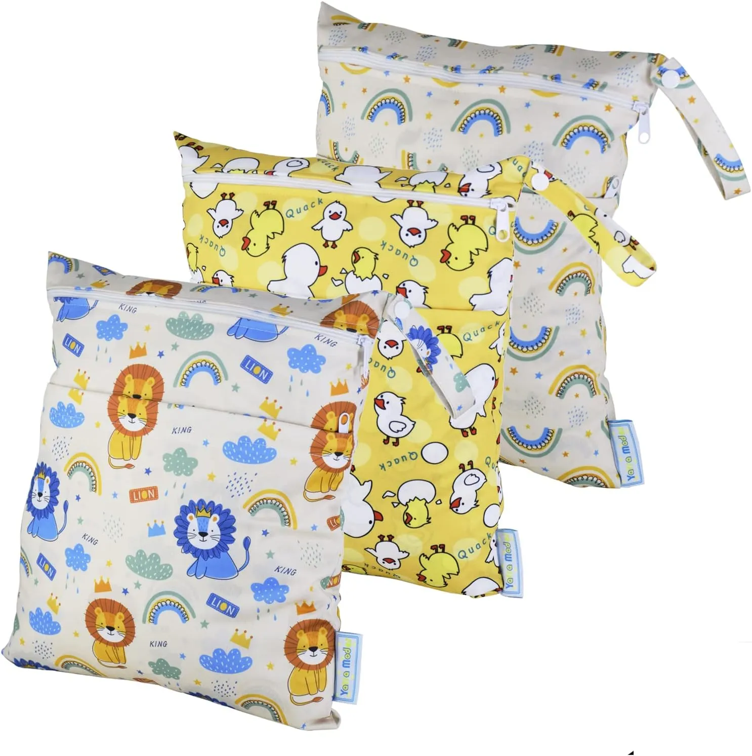 3 Pcs Cloth Diaper Wet Dry Bags Waterproof Reusable Travel Daycare Baby Pump Parts Bag for Swimsuits Clothes with Zipper