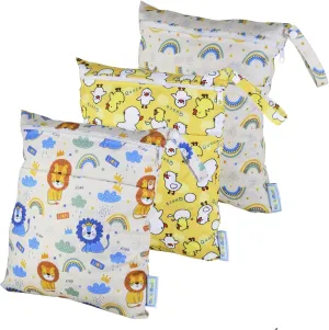 3 Pcs Cloth Diaper Wet Dry Bags Waterproof Reusable Travel Daycare Baby Pump Parts Bag for Swimsuits Clothes with Zipper