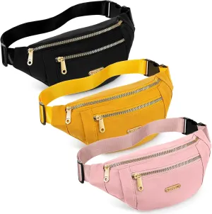 3 Pcs Waterproof Fanny Packs for Women and Men Waist Pack with Adjustable Strap Waist Pouch for Sports Running Exercise Walking Travel
