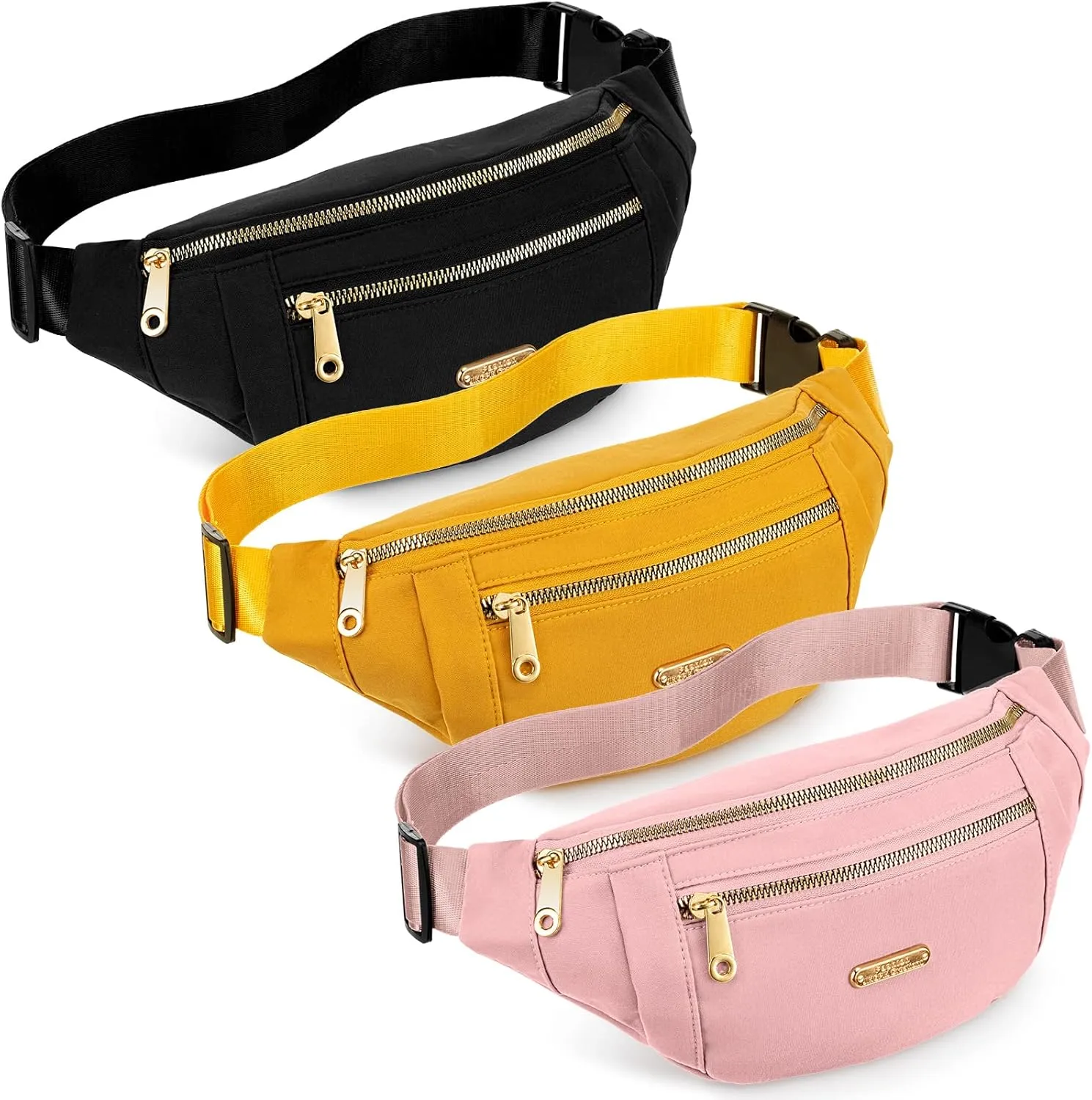 3 Pcs Waterproof Fanny Packs for Women and Men Waist Pack with Adjustable Strap Waist Pouch for Sports Running Exercise Walking Travel