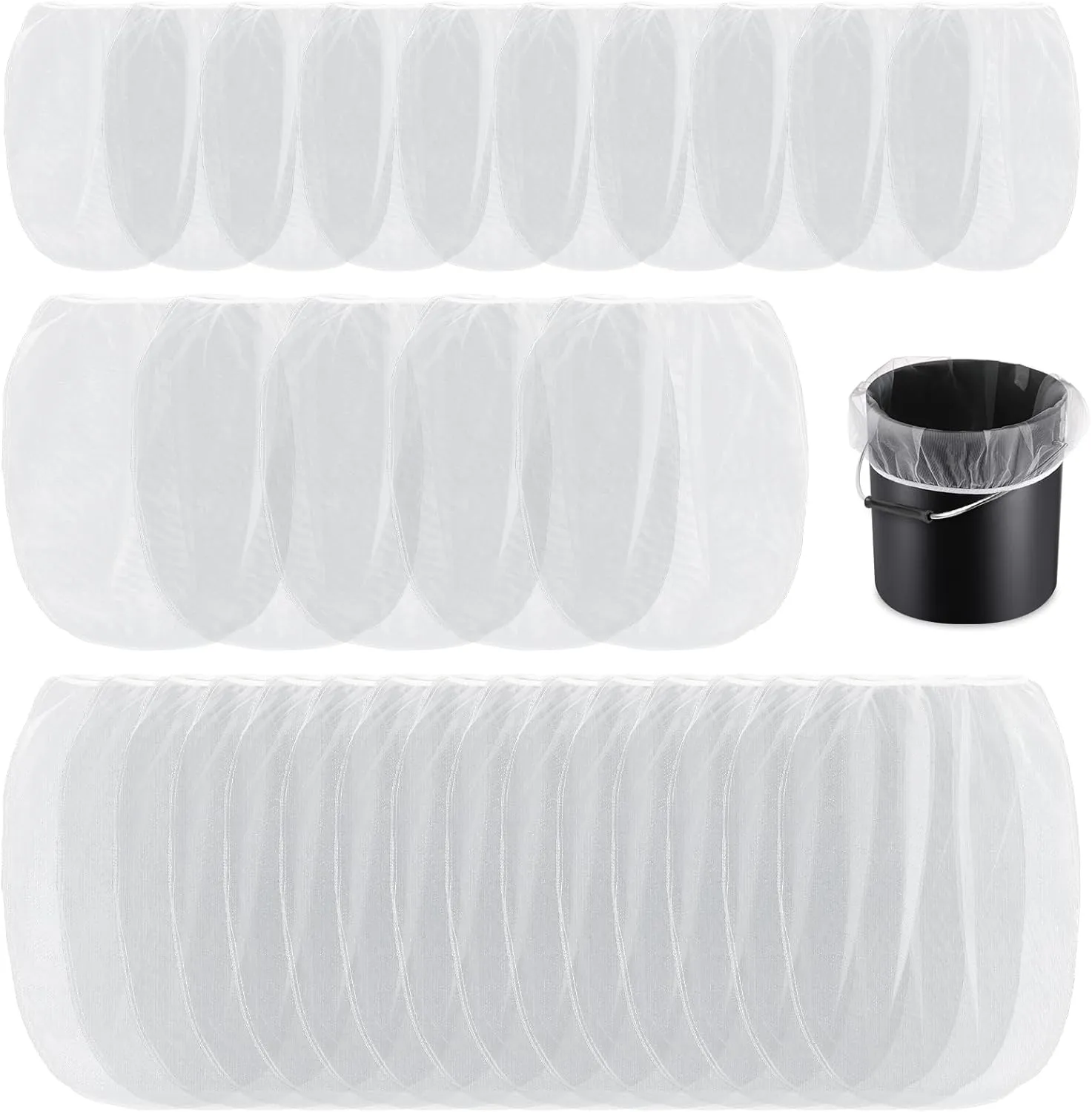 30 Pcs Fine Mesh Filter Bags - 5 Gallon, 2 Gallon & 1 Gallon - Disposable Paint Strainer with Elastic Top Opening - Hydroponic Filter Bag (White)