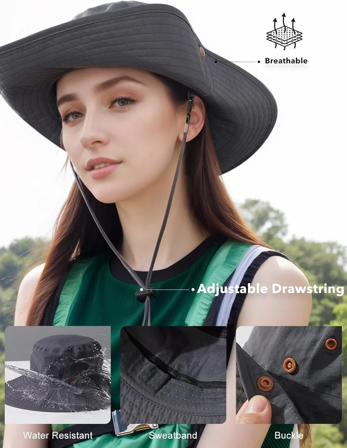 361° Sun Hats for Women Men UV Protection Summer Hat Wide Brim Packable UPF50 Cowboy Hat Hiking Fishing Hats Unisex