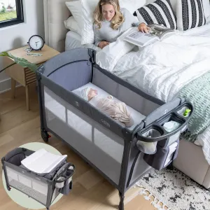 4-in-1 Baby Bassinet - Bedside Crib Sleeper, Pack and Play, Diaper Changing Table & Travel Bassinet - Portable Bassinet for Newborn To Toddlers - Travel Bag Included